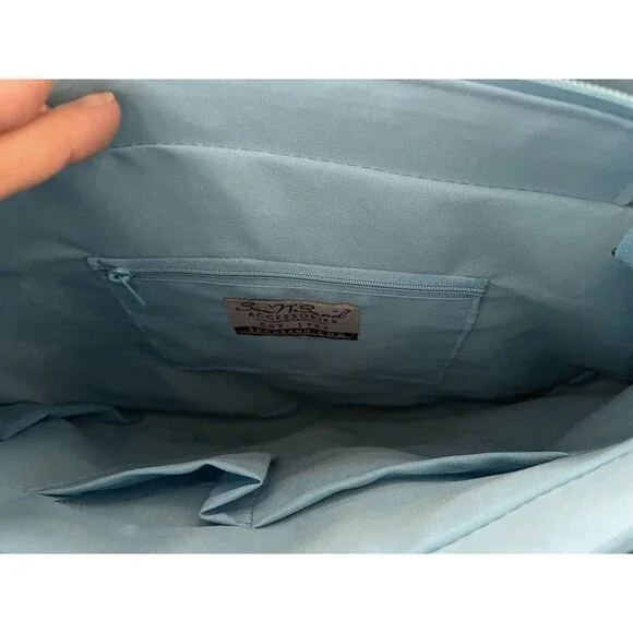 Sun N Sand Beach Bag Natural Straw round tote Blue NWT - Picture 6 of 7